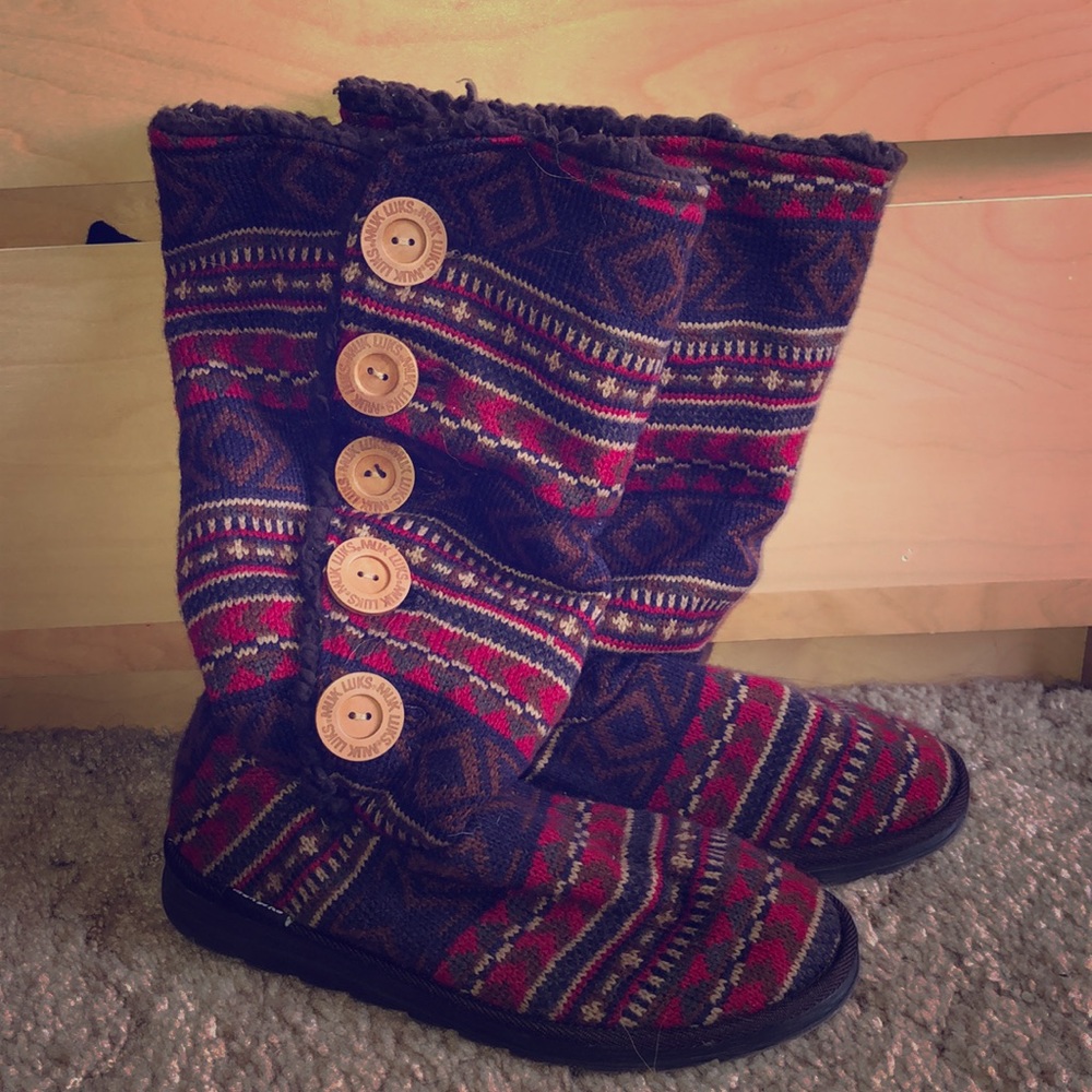 MUK LUKS neutral/red boots